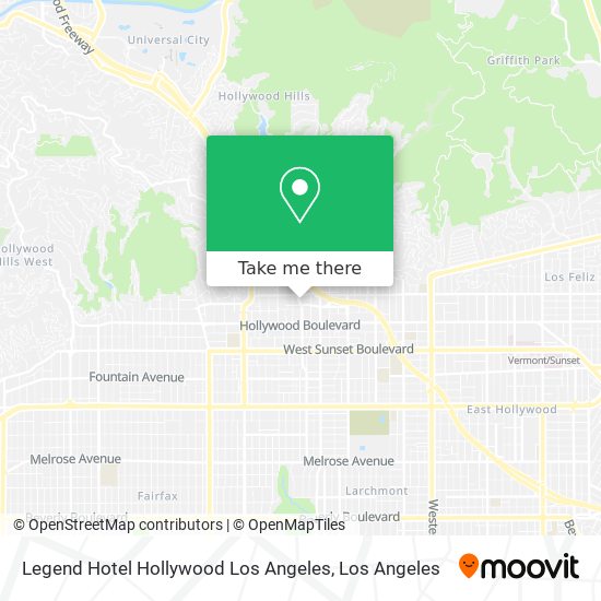Mapa de Legend Hotel Hollywood Los Angeles