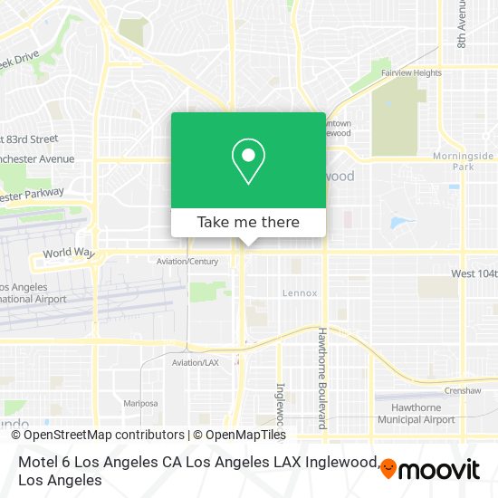 Mapa de Motel 6 Los Angeles CA Los Angeles LAX Inglewood