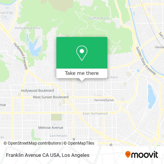Franklin Avenue CA USA map