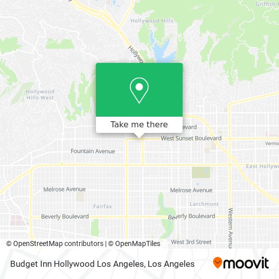 Mapa de Budget Inn Hollywood Los Angeles