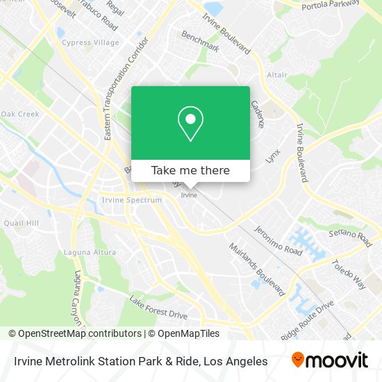 Irvine Metrolink Station Park & Ride map