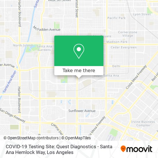 COVID-19 Testing Site: Quest Diagnostics - Santa Ana Hemlock Way map