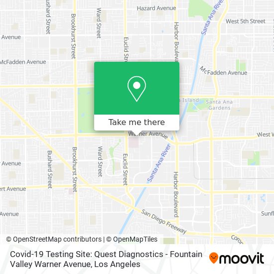 Mapa de Covid-19 Testing Site: Quest Diagnostics - Fountain Valley Warner Avenue