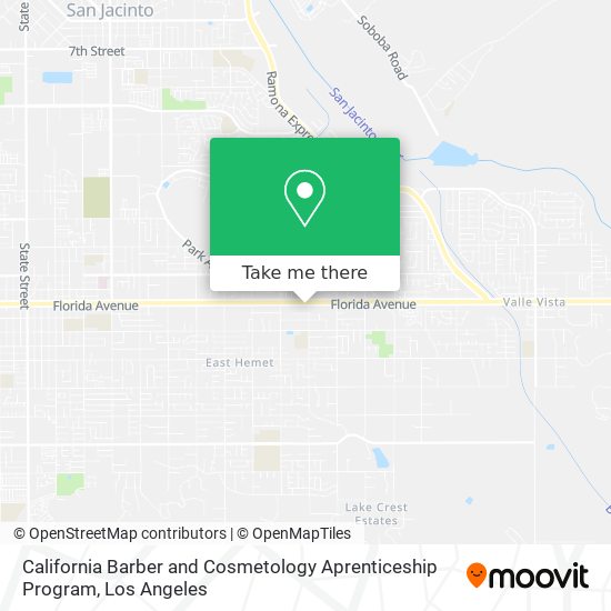 Mapa de California Barber and Cosmetology Aprenticeship Program