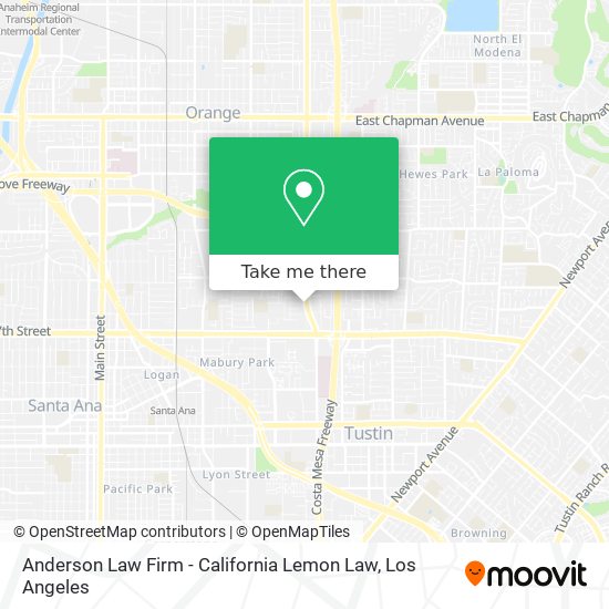 Anderson Law Firm - California Lemon Law map