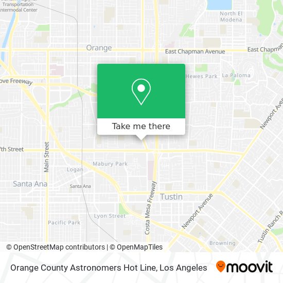 Mapa de Orange County Astronomers Hot Line