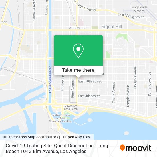 Mapa de Covid-19 Testing Site: Quest Diagnostics - Long Beach 1043 Elm Avenue