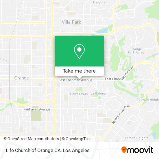 Life Church of Orange CA map