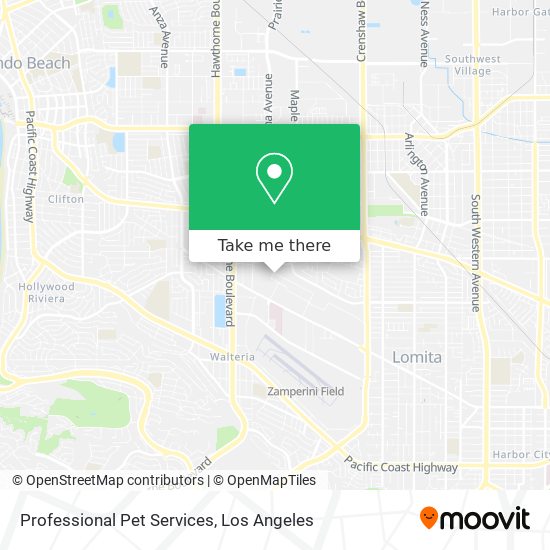 Professional Pet Services map