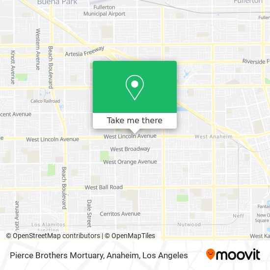 Mapa de Pierce Brothers Mortuary, Anaheim