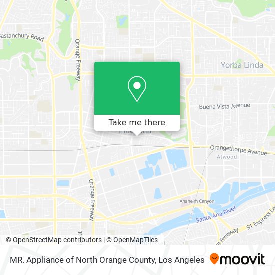 MR. Appliance of North Orange County map