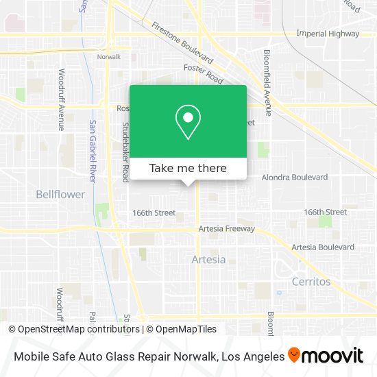 Mobile Safe Auto Glass Repair Norwalk map