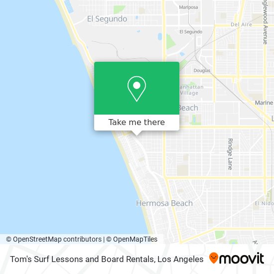 Tom's Surf Lessons and Board Rentals map