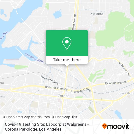 Covid-19 Testing Site: Labcorp at Walgreens - Corona Parkridge map