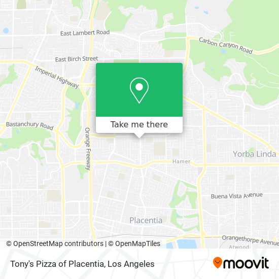 Tony's Pizza of Placentia map