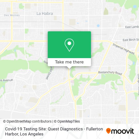 Covid-19 Testing Site: Quest Diagnostics - Fullerton Harbor map