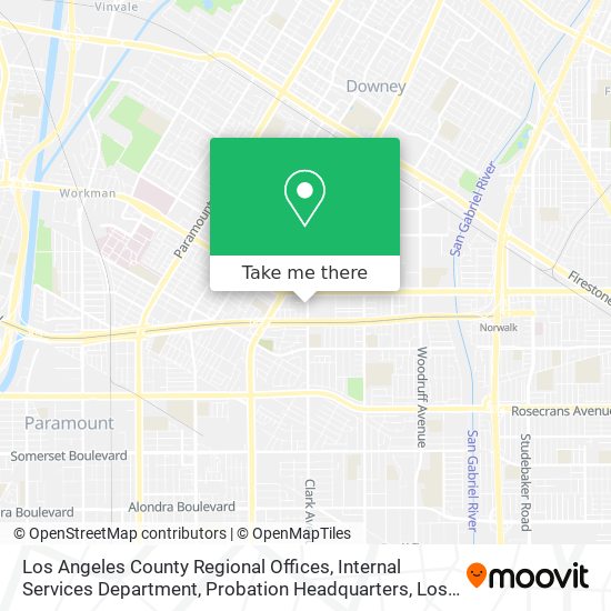 Mapa de Los Angeles County Regional Offices, Internal Services Department, Probation Headquarters