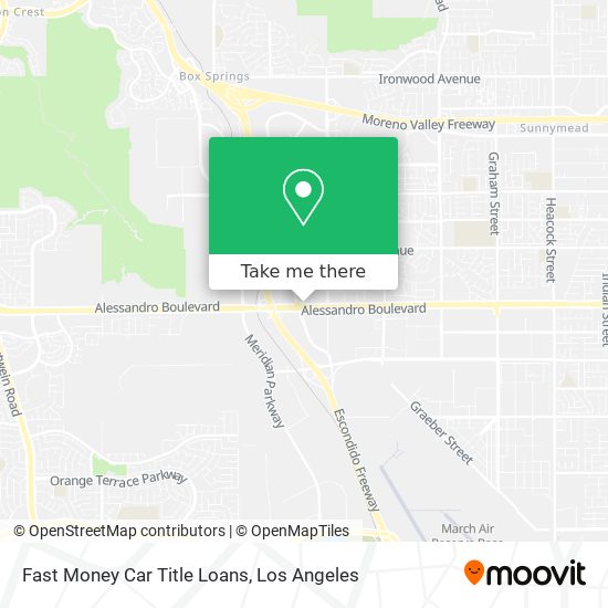 Fast Money Car Title Loans map