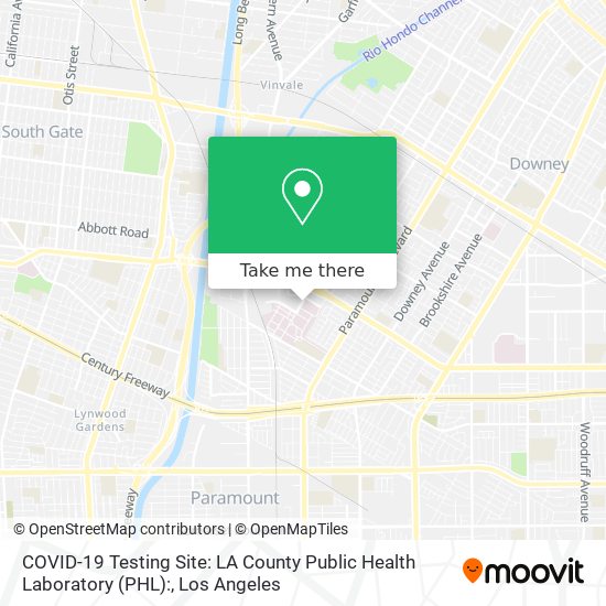 Mapa de COVID-19 Testing Site: LA County Public Health Laboratory (PHL):