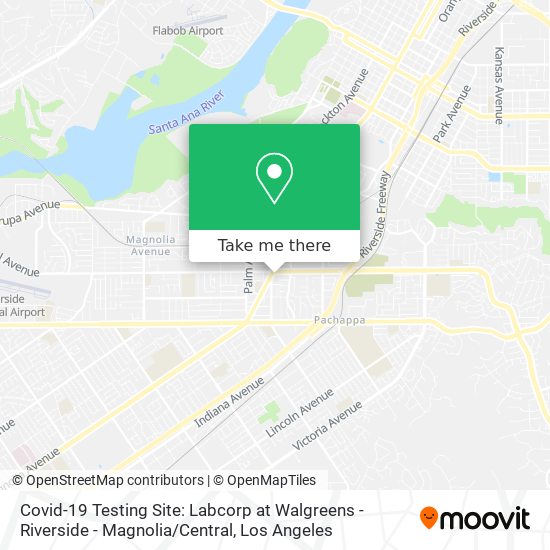 Covid-19 Testing Site: Labcorp at Walgreens - Riverside - Magnolia / Central map