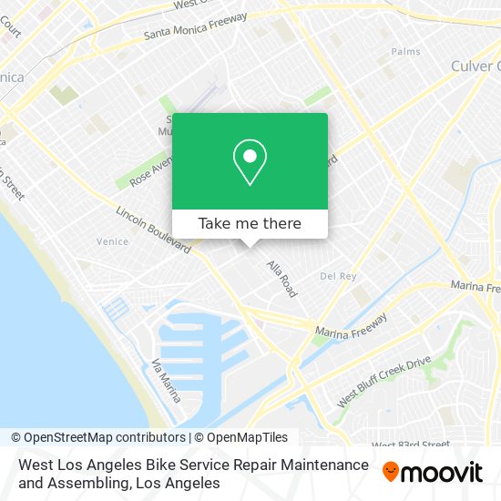 Mapa de West Los Angeles Bike Service Repair Maintenance and Assembling
