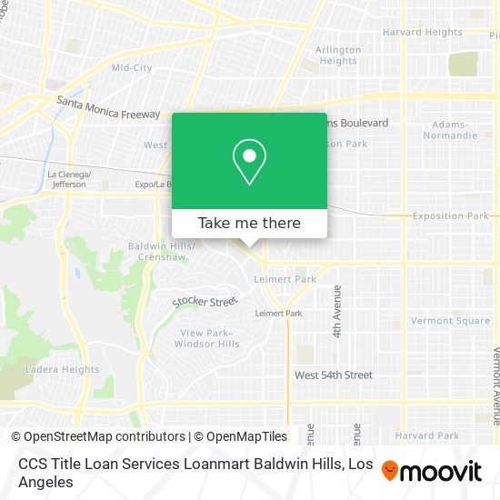 Mapa de CCS Title Loan Services Loanmart Baldwin Hills