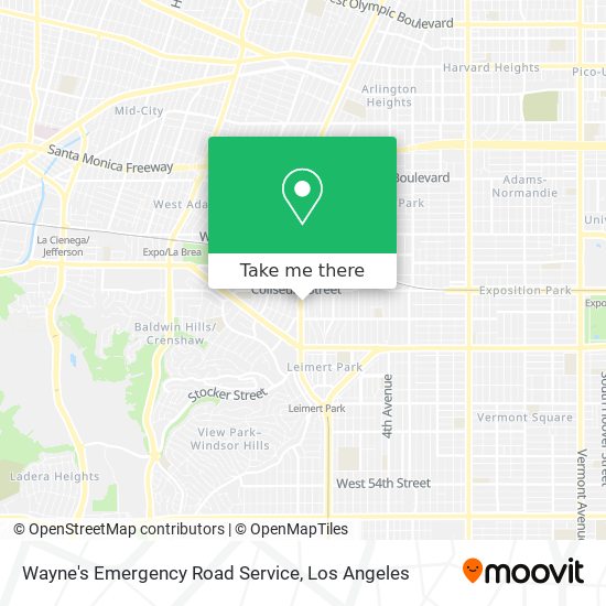Wayne's Emergency Road Service map