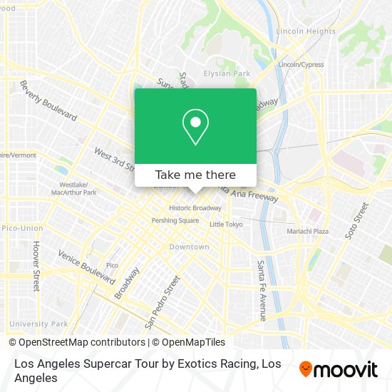 Los Angeles Supercar Tour by Exotics Racing map