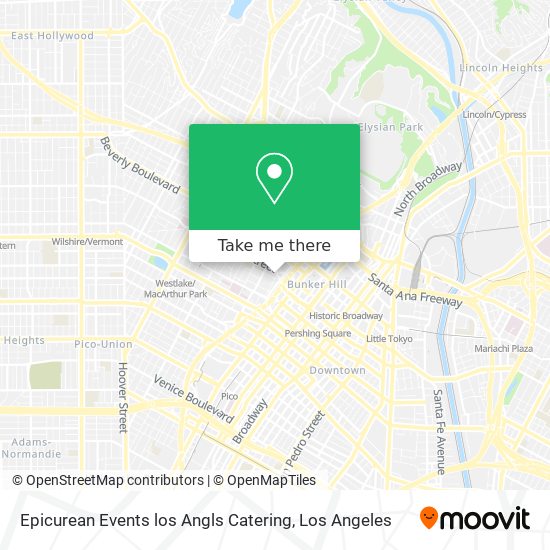 Epicurean Events los Angls Catering map