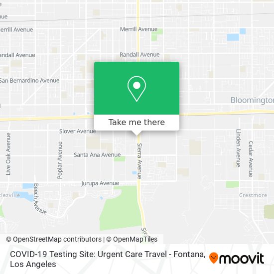 Mapa de COVID-19 Testing Site: Urgent Care Travel - Fontana