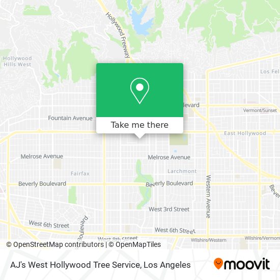 AJ's West Hollywood Tree Service map