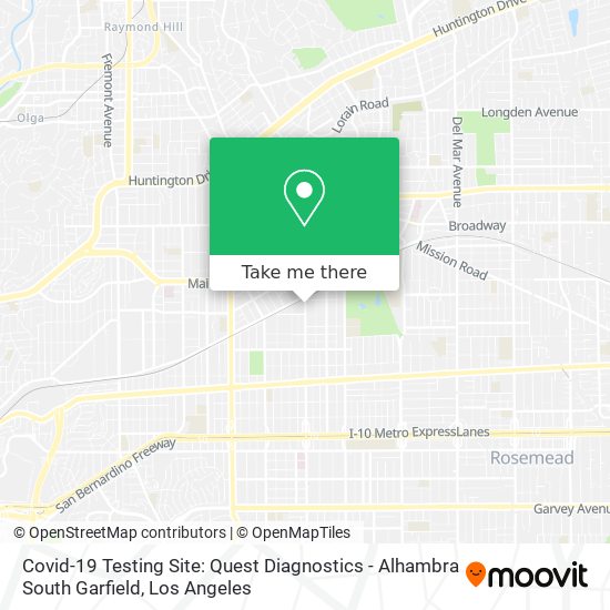 Covid-19 Testing Site: Quest Diagnostics - Alhambra South Garfield map