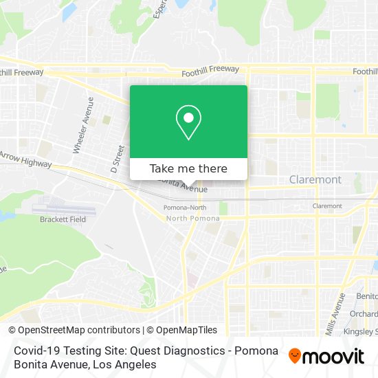 Covid-19 Testing Site: Quest Diagnostics - Pomona Bonita Avenue map