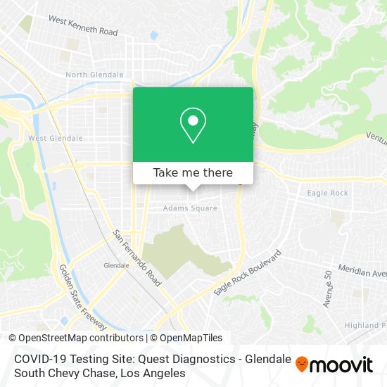 Mapa de COVID-19 Testing Site: Quest Diagnostics - Glendale South Chevy Chase