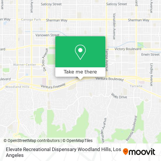 Elevate Recreational Dispensary Woodland Hills map