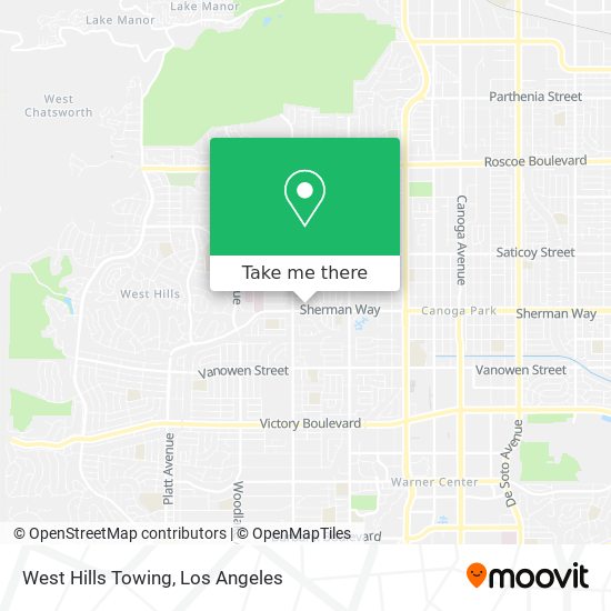 West Hills Towing map