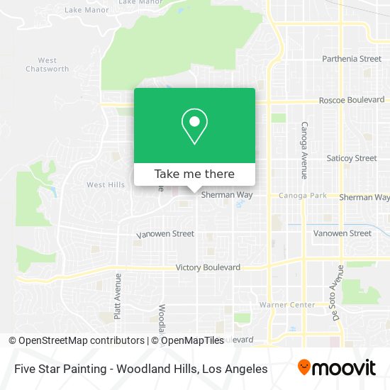 Five Star Painting - Woodland Hills map