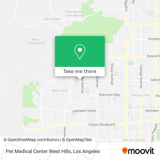 Mapa de Pet Medical Center West Hills