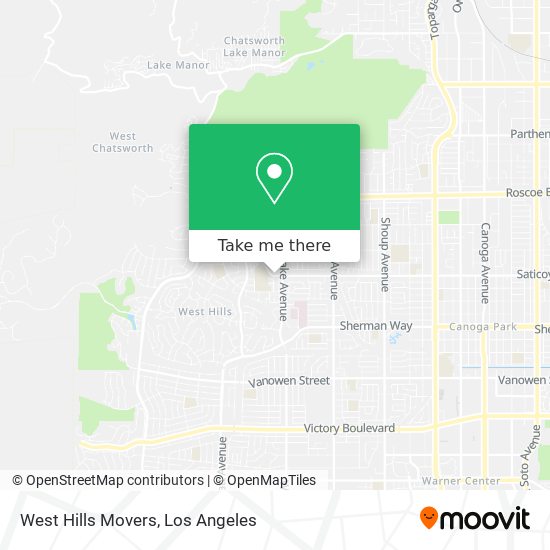 West Hills Movers map