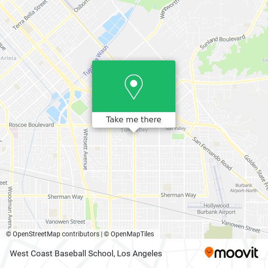 West Coast Baseball School map