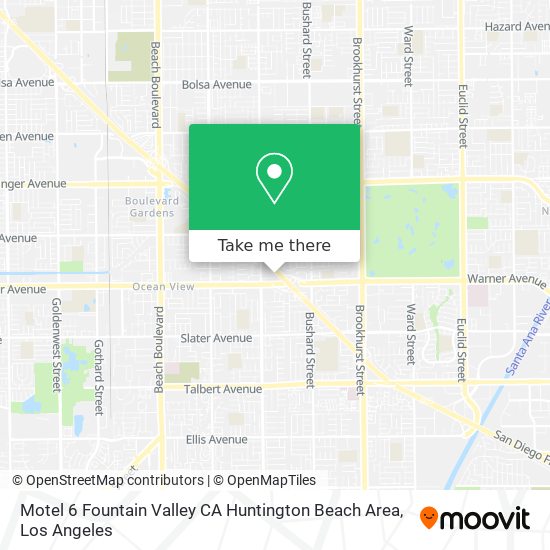 Mapa de Motel 6 Fountain Valley CA Huntington Beach Area