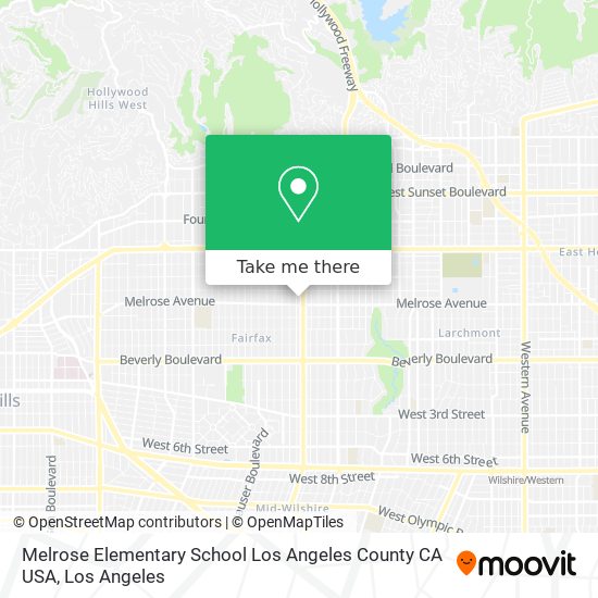 Melrose Elementary School Los Angeles County CA USA map