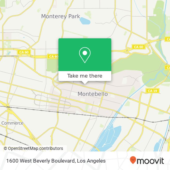 Mapa de 1600 West Beverly Boulevard