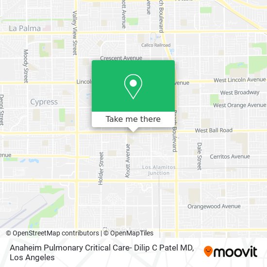 Anaheim Pulmonary Critical Care- Dilip C Patel MD map