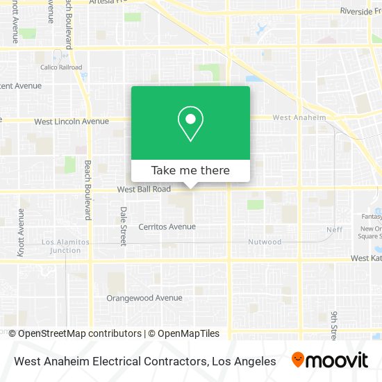 West Anaheim Electrical Contractors map