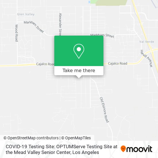 COVID-19 Testing Site: OPTUMServe Testing Site at the Mead Valley Senior Center map