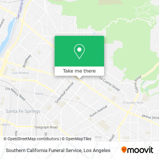 Southern California Funeral Service map