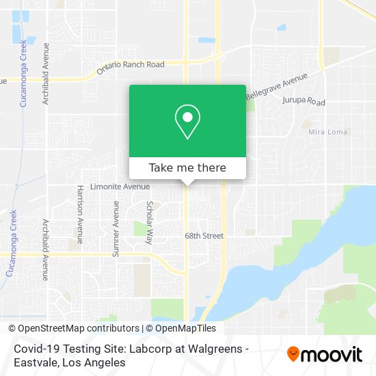Mapa de Covid-19 Testing Site: Labcorp at Walgreens - Eastvale