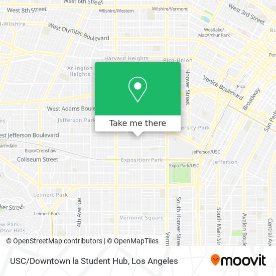 Mapa de USC/Downtown la Student Hub