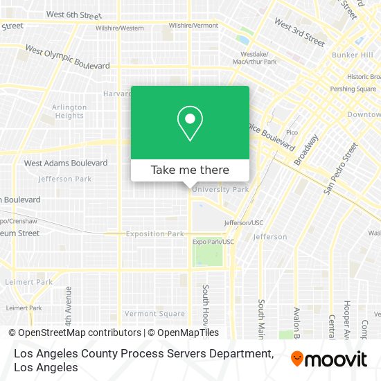 Mapa de Los Angeles County Process Servers Department